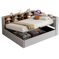 POLSTERBETT 140x200 cm in Hellgrau mit hydraulischem Stauraum und USB-C-Anschluss - Hellgrau, Textil (140/200cm) - IVMEU
