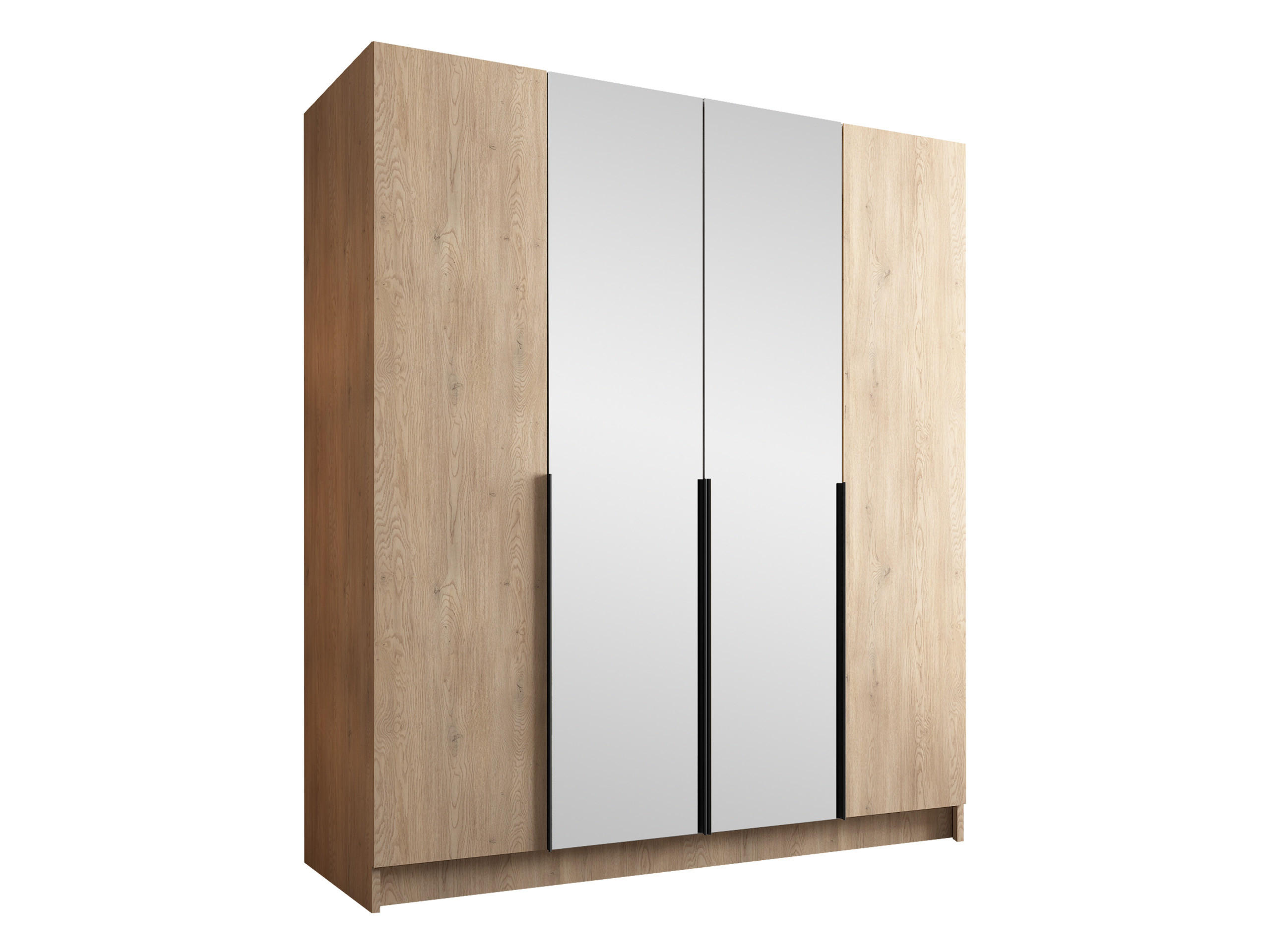 KLEIDERSCHRANK Santi II - Eichefarben/Schwarz, Holzwerkstoff/Metall (200/215/58cm) - MIRJAN24