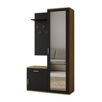 GARDEROBE Patricia 100 cm mit Spiegel, mit Schuhschrank und Schublade, artisan, schwarz - Schwarz/Eiche Artisan, Kunststoff (100/181/35cm) - Margaret Hadas24
