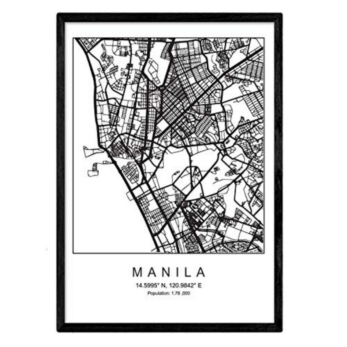 POSTER Manila Nordic Style A3 Schwarzer Rahmen - Schwarz, Papier (29.7/5/42cm) - Nacnic