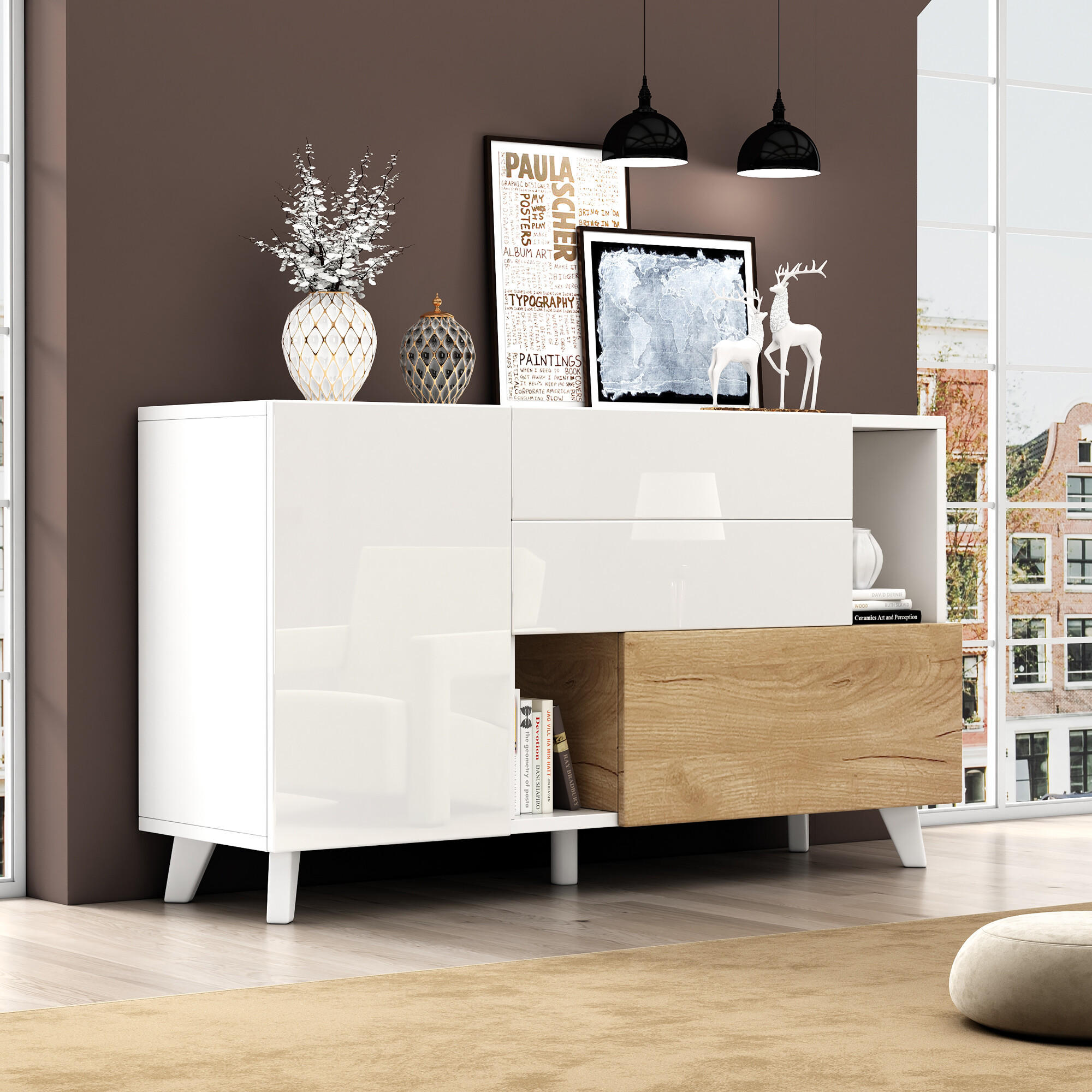 SIDEBOARD Wweiß 130/40/70 cm - Weiß, Holzwerkstoff (40/70/130cm) - Urban Meuble