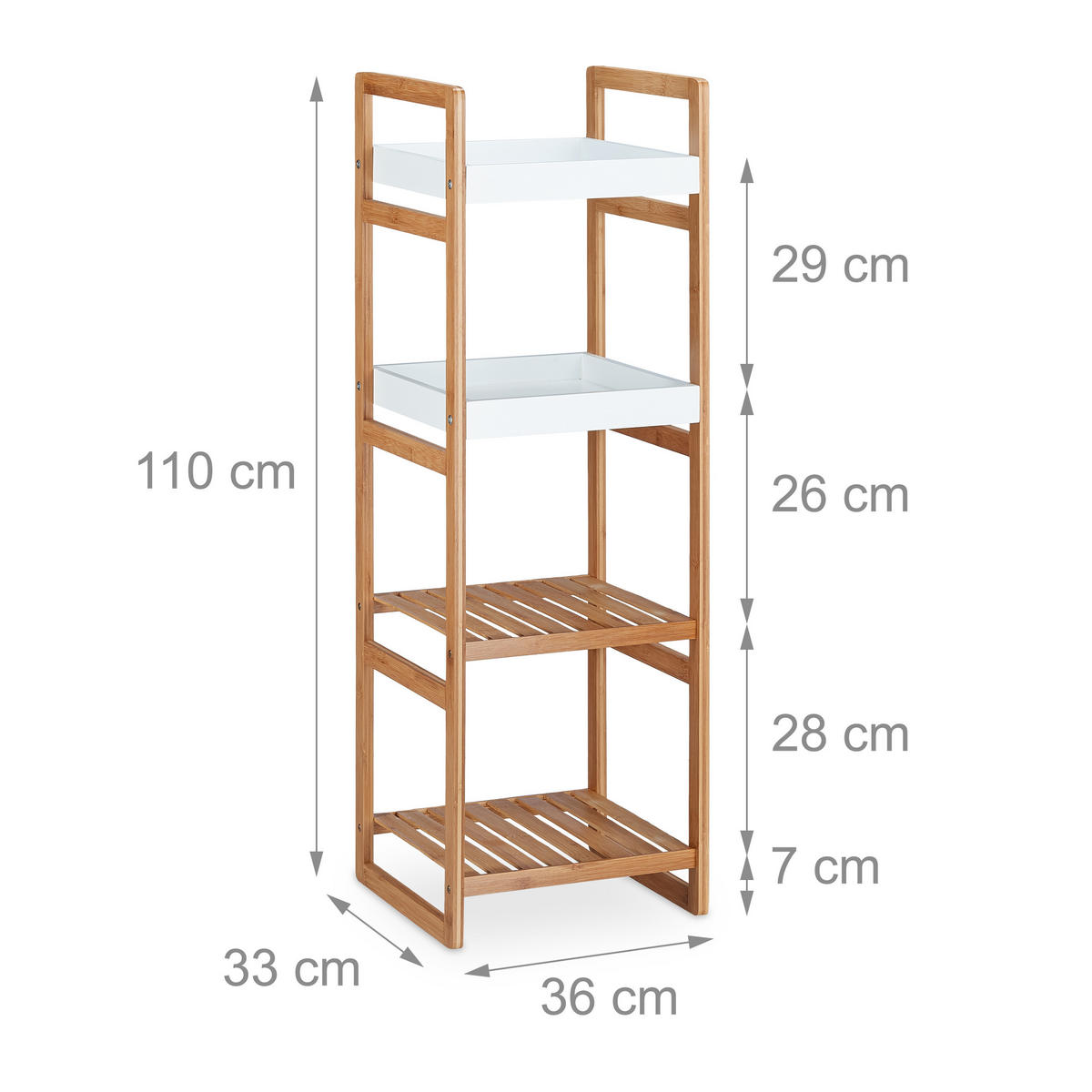 STANDREGAL Bad - Hellbraun, Holz/Holzwerkstoff (36/110/33cm) - Relaxdays