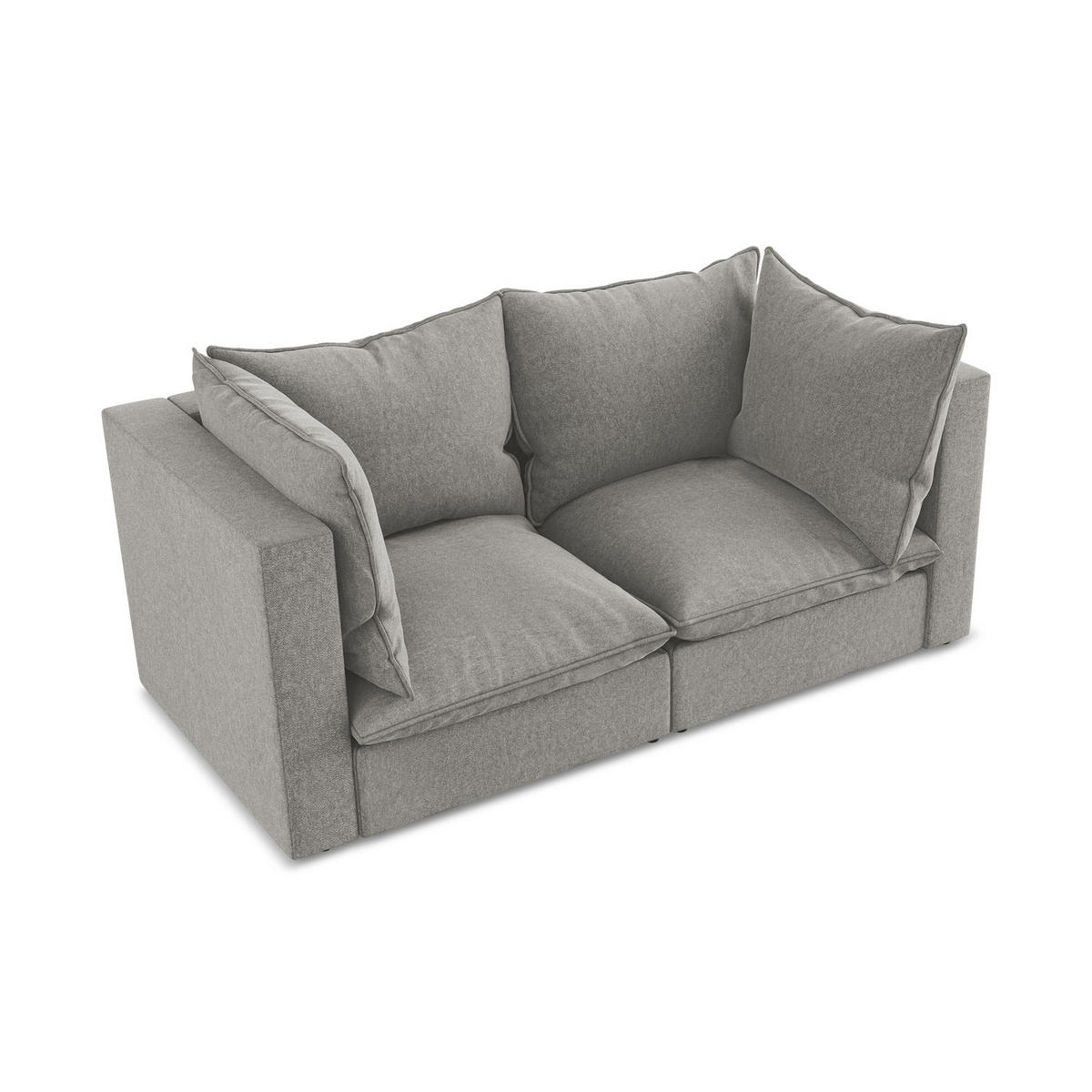 2-SITZER SOFA Samt Stoff Grau - Schwarz/Grau, Holzwerkstoff/Kunststoff (180/77/90cm) - LaMiaSofa