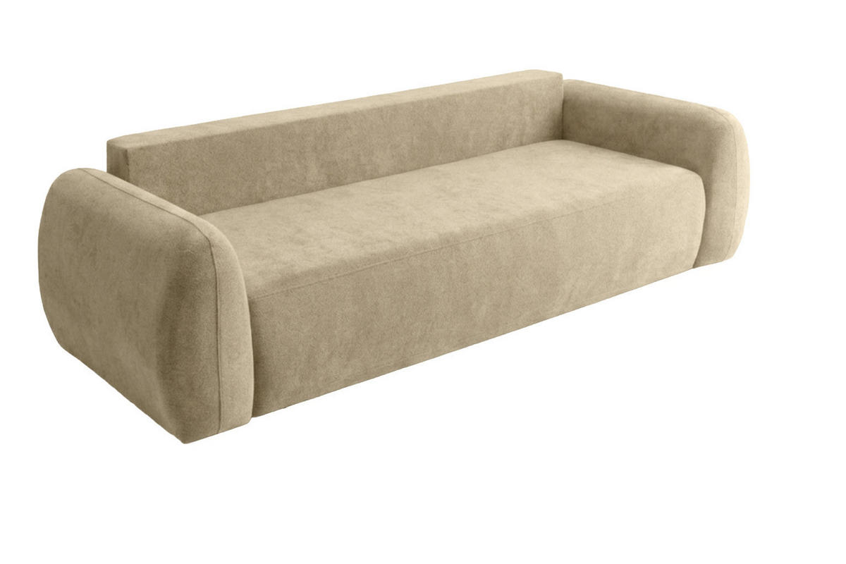 SOFA Mit Schlaffunktion Und Bettkasten, Stoff Doha, Beige, HELA - Beige, Holz (250/89/100cm) - Kaiser Möbel