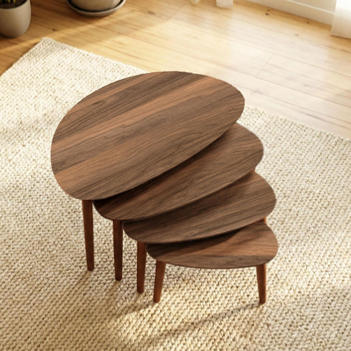 SATZTISCH Nora 4-teilig Nussbaum - Nussbaumfarben, Holzwerkstoff (45/68/55cm) - Habitat Garten