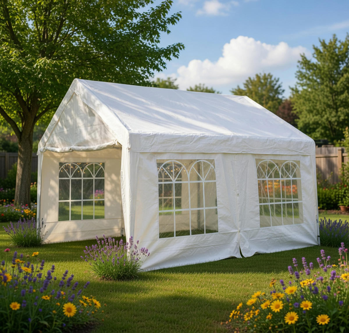 DACHPLANE Livingston - Zeltabdeckung für 3x4 Meter, PVC weiss 480g/m². BxTxH: 400x300x285 cm - Weiß, Kunststoff (400/0.3/300cm) - TPFGarden