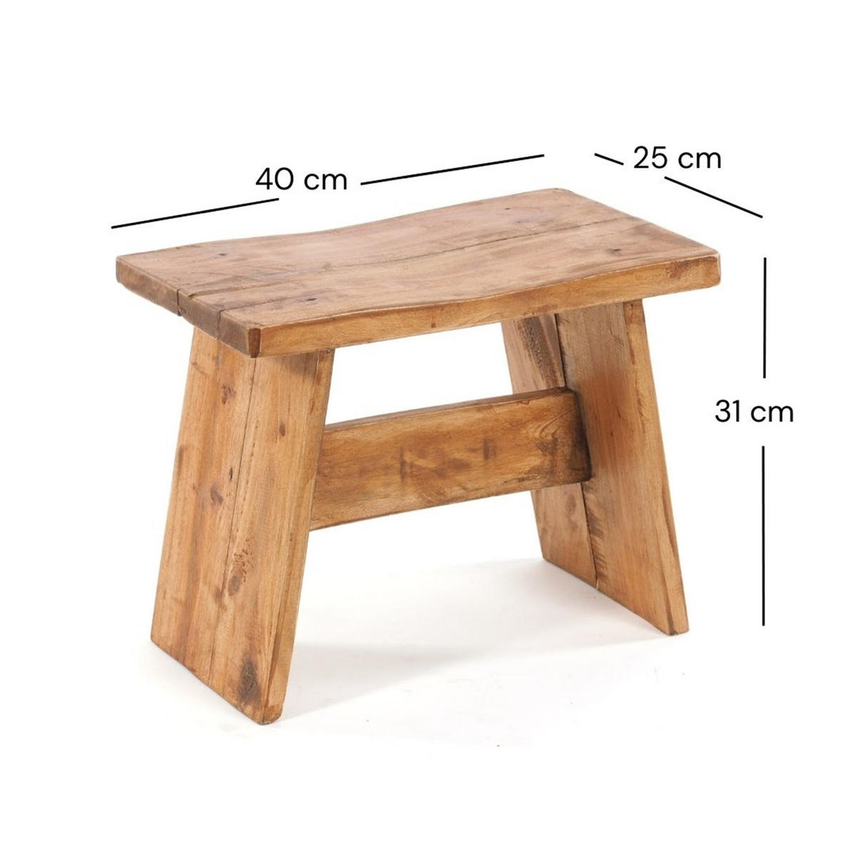 HOCKER SCHEMEL 40 Mahagoni Massivholz 08 honigfarben gewachst - Honig, Holz (40/31/25cm) - DESIGN DELIGHTS