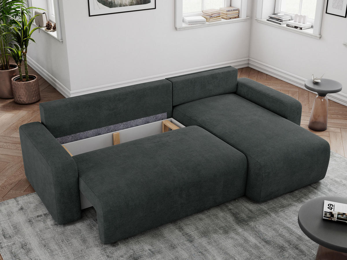 ECKSOFA ARGOS Dunkelgrau Struktur - Dunkelgrau/Schwarz, Kunststoff/Textil (245/150cm) - MKS