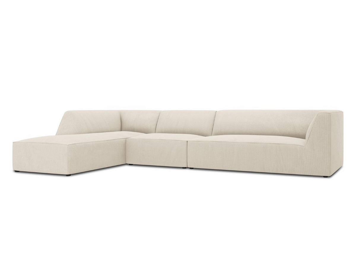 ECKSOFA links Ruby aus Cord leichtes beige 5 Sitzplätze - Creme, Textil (180/366cm) - Micadoni