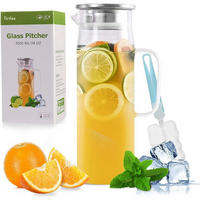 GLASKARAFFE mit Deckel 1 Liter hitzebeständig - Transparent, Glas (9/9cm)
