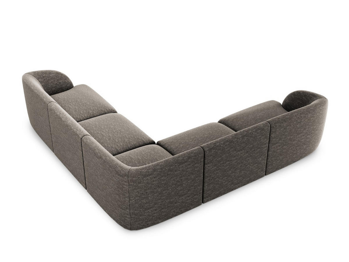 WENDBARES-ECKSOFA Miley aus Chenille-Stoff grau 5 Sitzplätze - Grau, Textil (255/255cm) - Micadoni