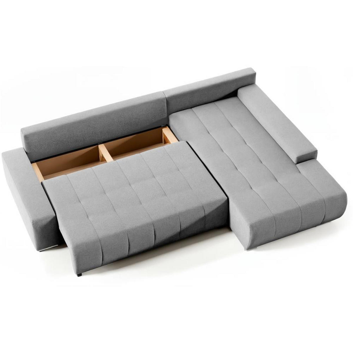 ECKSOFA Draco L hellgrau rechts - Chromfarben/Hellgrau, Textil/Metall (267/186cm) - Beautysofa