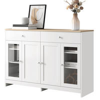 SIDEBOARD aus MDF und Spanplatte 120x37x80 cm Weiß/Holzfarbe mit 2 Schubladen und 4 Türen - Weiß, Holzwerkstoff (120/80/37cm) - IVMEU