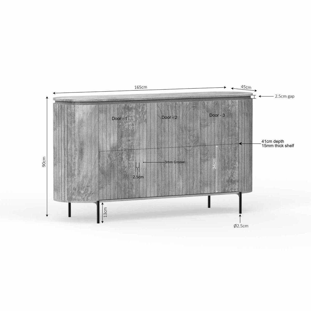 SIDEBOARD Lana Taupe 45/165/90 cm - Taupe, Holz (165/90/45cm) - Starfurn