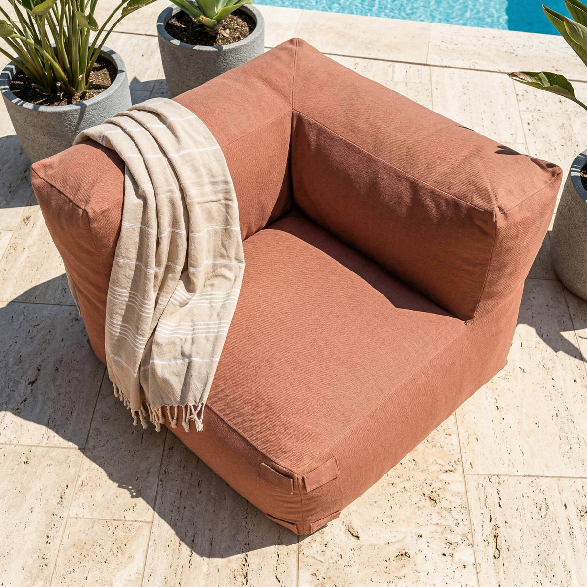ECKSESSEL, Terrakotta - Braun, Textil (85/65/85cm) - Oviala