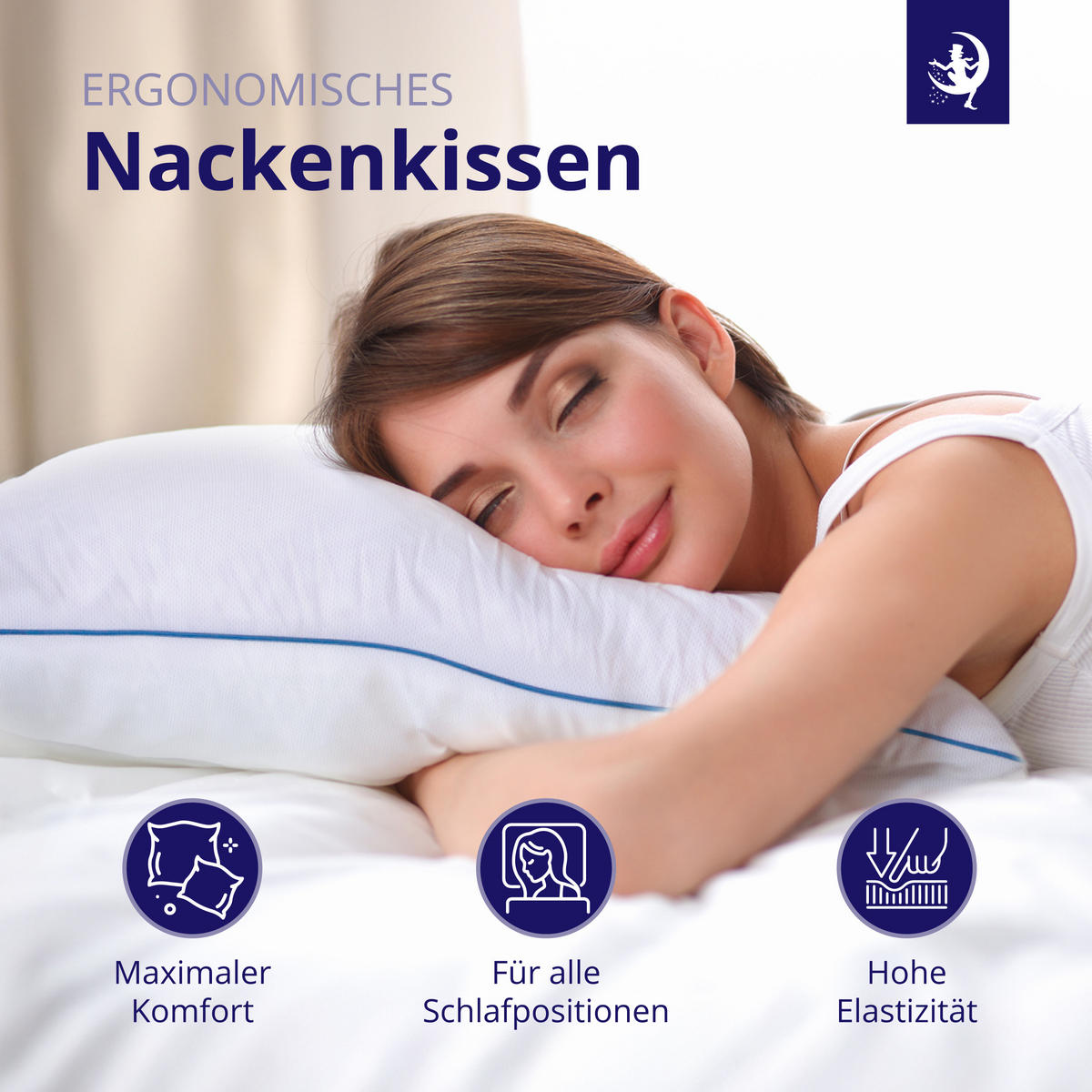 NACKENKISSEN 40x80 cm - Orthopädisches Kissen mit Memory Foam - kühlend und formstabil - für erholsamen Schlaf - Weiß, Textil (40/80cm) - Mister Sandman