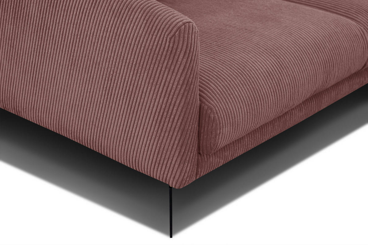 SOFA VILT 3-Sitzer, altrosa - Schwarz/Altrosa, Holzwerkstoff/Kunststoff (202/89/94cm) - Courtois Laville