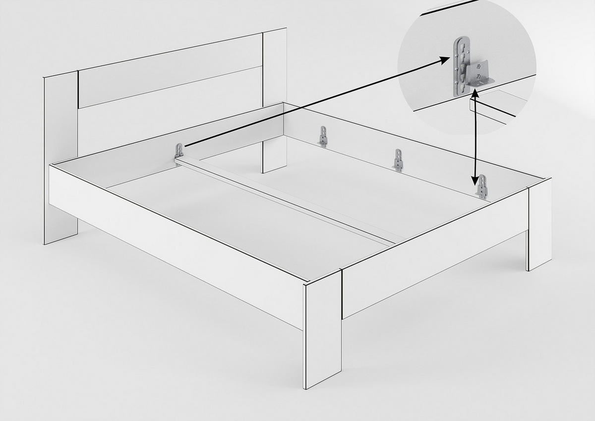 MASSIVHOLZBETT - Wildeiche massiv - Eichefarben, Holz (200/200cm) - home24