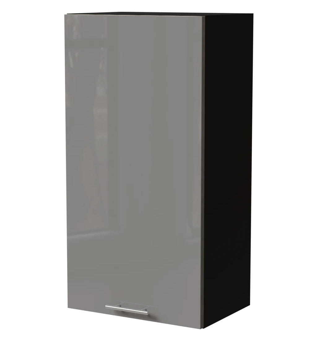 KÜCHENHÄNGESCHRANK Essen W4/50 Grau Hochglanz / Schwarz Matt 50 / 32,5 / 96cm - Schwarz/Grau, Holz/Holzwerkstoff (50/96/32.5cm) - Feldmann-Wohnen