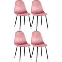 STUHL 4er Set Samt Pink - Pink/Schwarz, Textil/Metall (44/88/51cm) - CLP