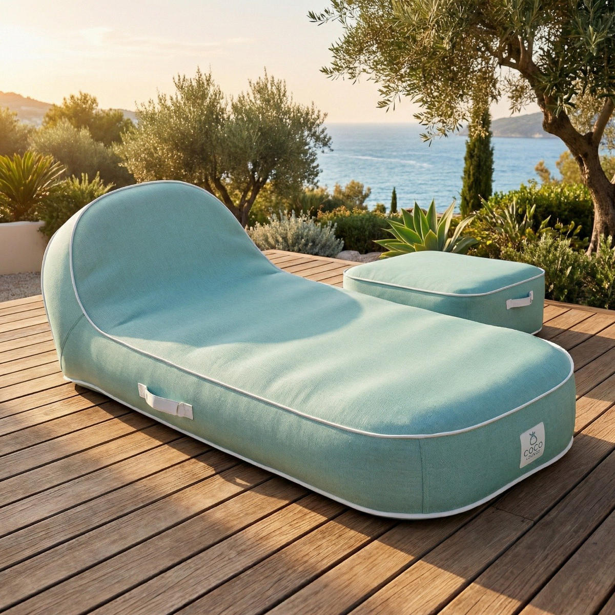 SONNENLIEGE PALMA Grün - Mintgrün/Grün, Kunststoff/Textil (85/27/85cm) - Coco Lounge