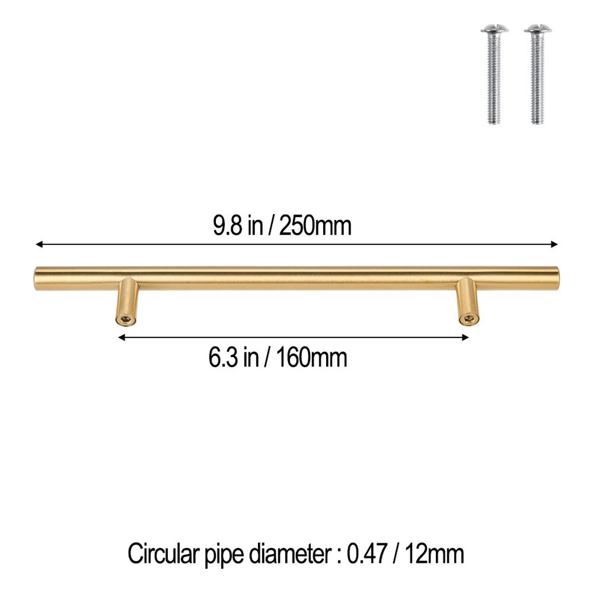 MÖBELGRIFFE 10er-Set aus rostfreiem Edelstahl goldene Vielseitig einsetzbar Einfache Montage Angenehme Haptik Pflegeleicht 250 mm - Goldfarben, Metall (25/1/16cm) - Livingandhome