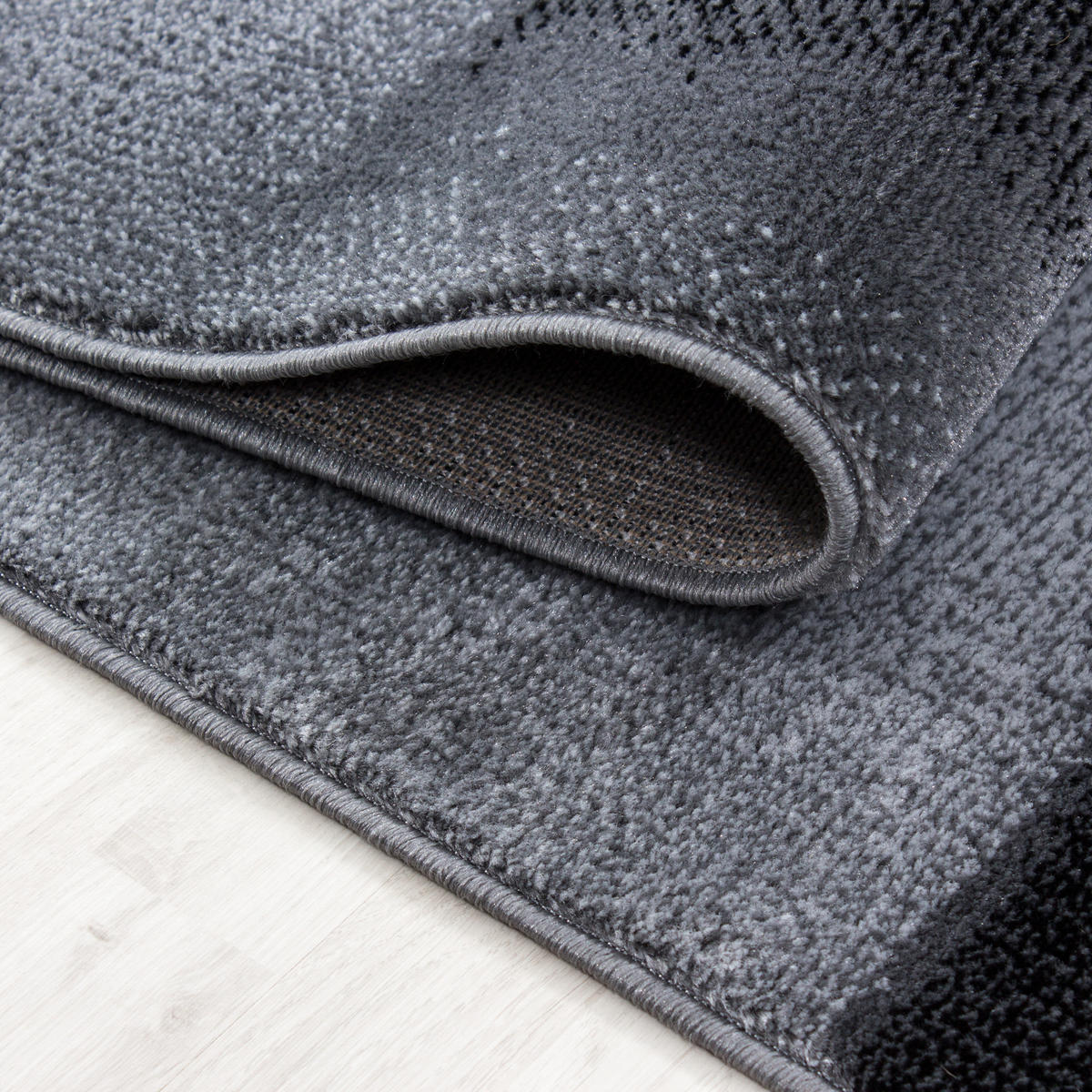 TEPPICH Kurzflor DRAU in Schwarz, in Steinoptik, 80 x 300 cm - Schwarz, Textil (300/80cm) - KADIMA DESIGN