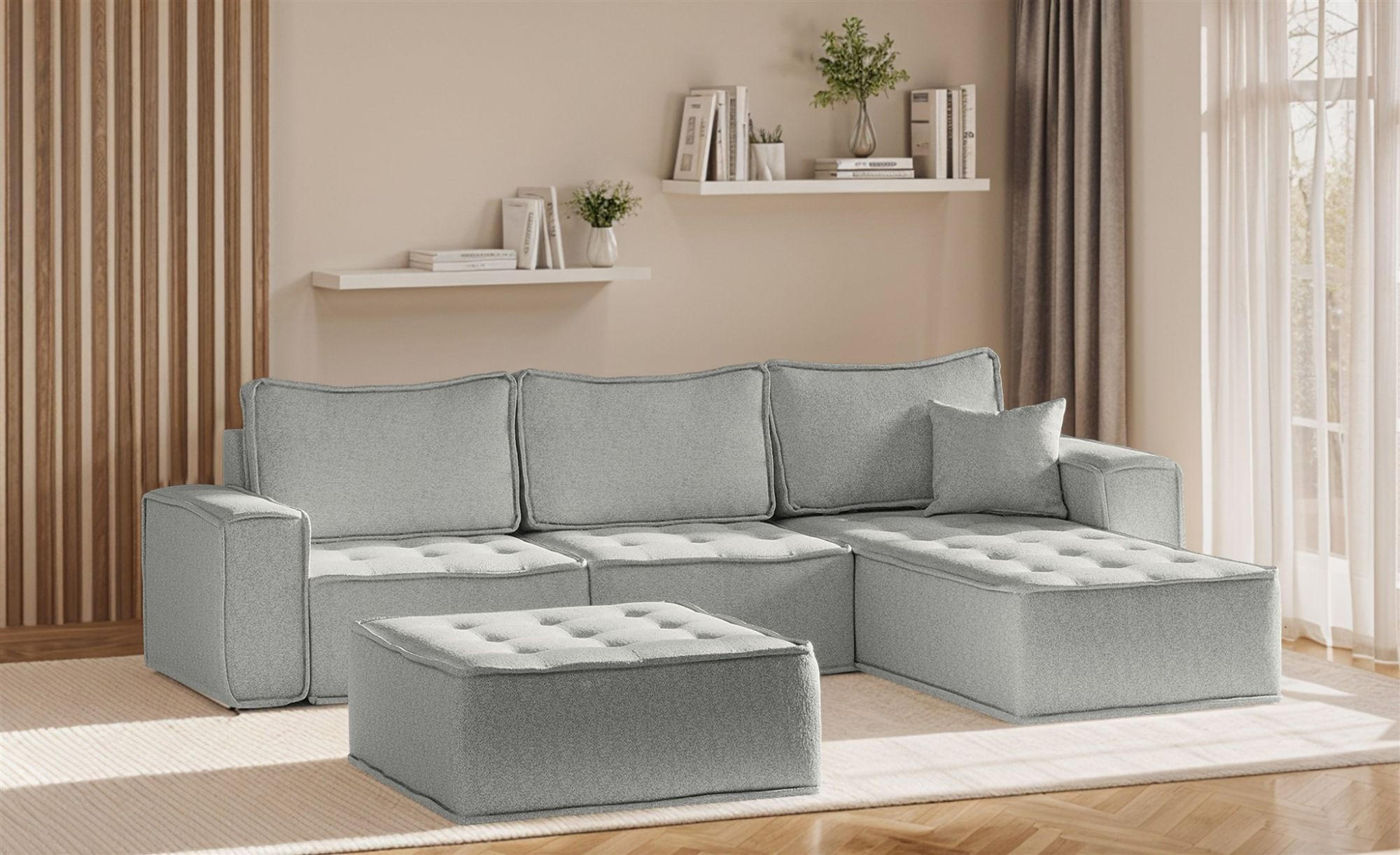 ECKSOFA Sande In Alpine - Hellgrau, Holzwerkstoff/Textil (292/192cm) - Fun Möbel