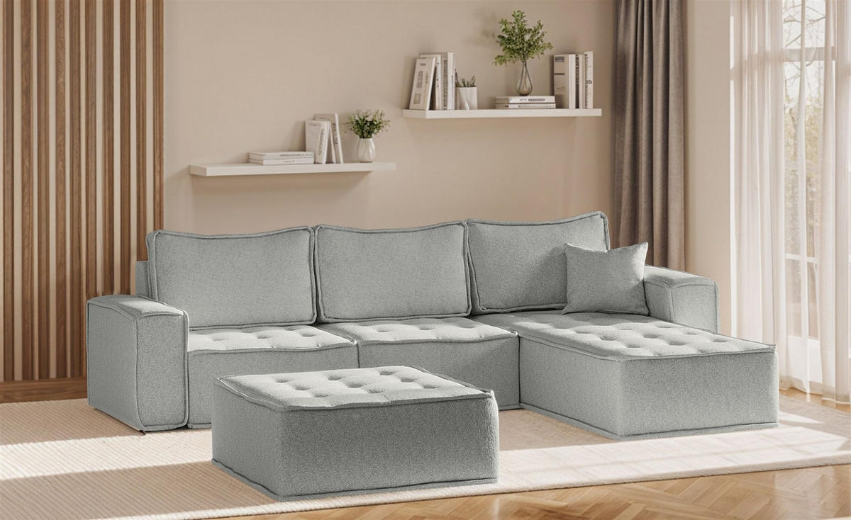 ECKSOFA Sande In Alpine - Hellgrau, Holzwerkstoff/Textil (292/192cm) - Fun Möbel