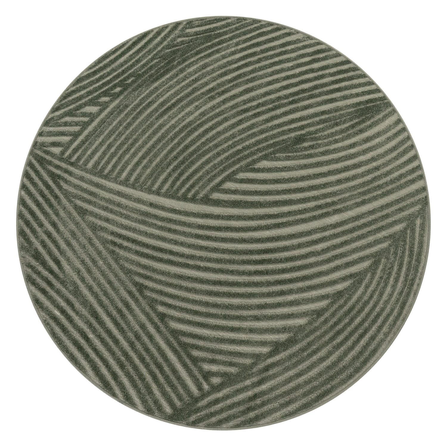 TEPPICH Kurzflor Struktur Wohnzimmer schmutzabweisend Grün Rund 160D - Grün, Textil (160/160cm) - KADIMA DESIGN