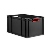 EUROBOX NextGen Color 32x40x60 cm 65 Liter Griffe rot offen, Schwarz - Rot/Schwarz, Kunststoff (40/32/60cm) - PROREGAL