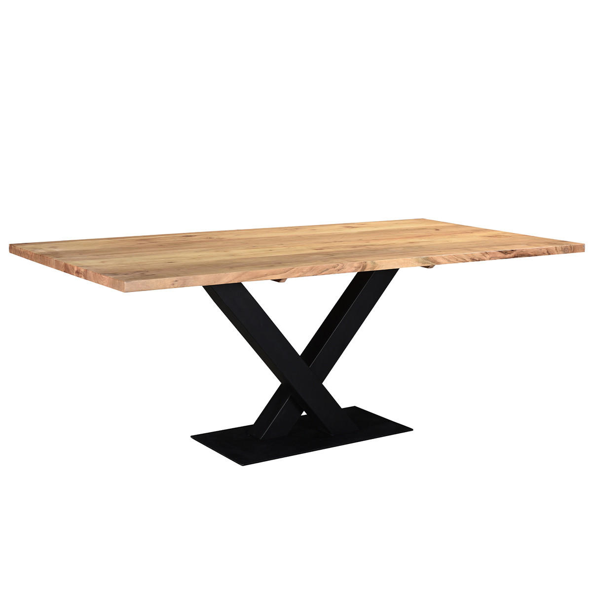 ESSTISCH Rechteckig Industrial Massiv Akazienholz Schwarz Metall L200 cm VALLEY - Naturfarben, Holz (200/100/76cm) - Miliboo