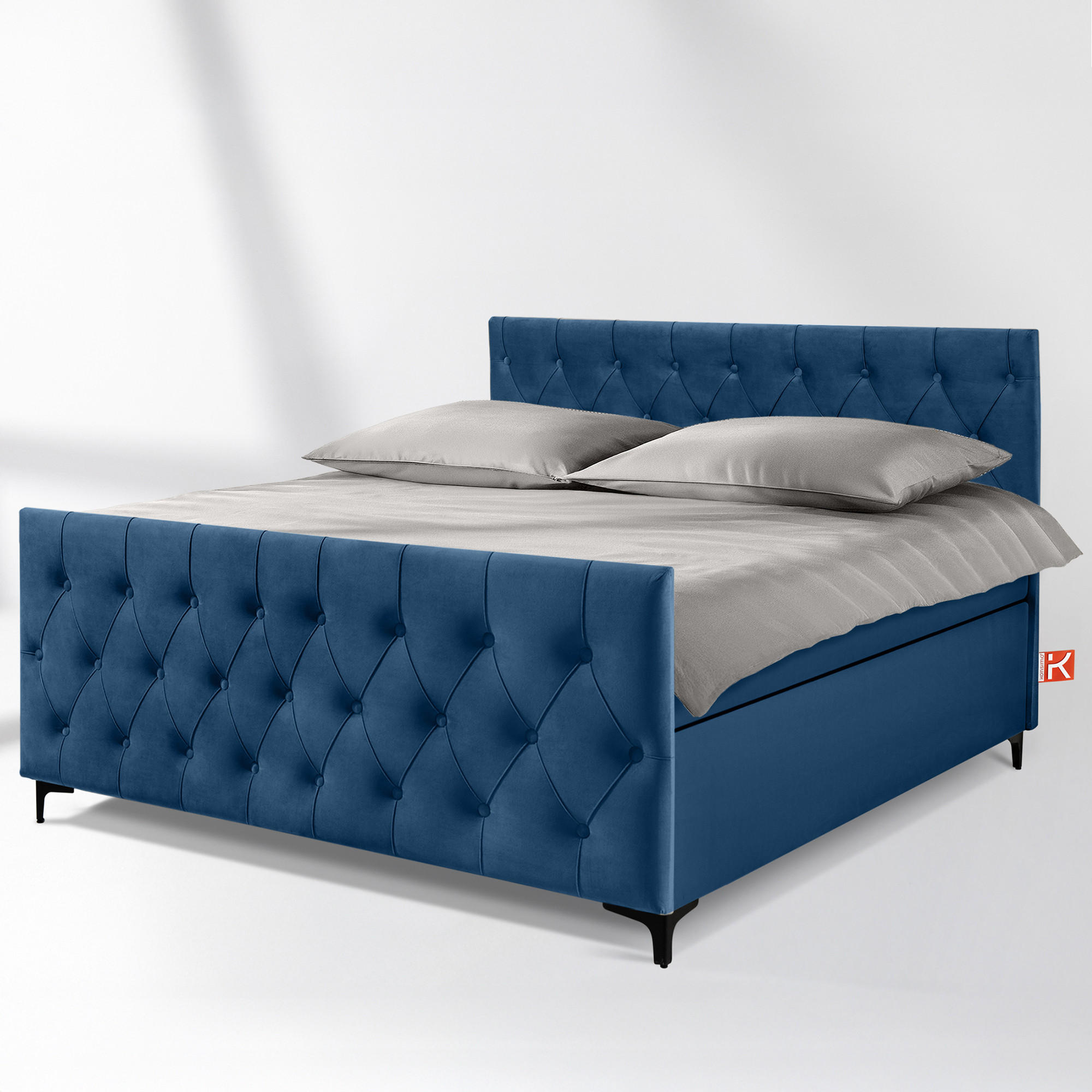 POLSTERBETT ARDEA, Marineblau - Schwarz/Dunkelblau, Holz/Holzwerkstoff (160/200cm) - KONSIMO®