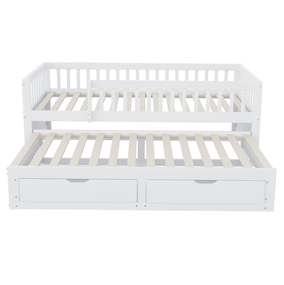 ETAGENBETT 90/200 cm weiß aus Holz mit Ausziehbett - Weiß, Holzwerkstoff (90/200cm) - OKWISH
