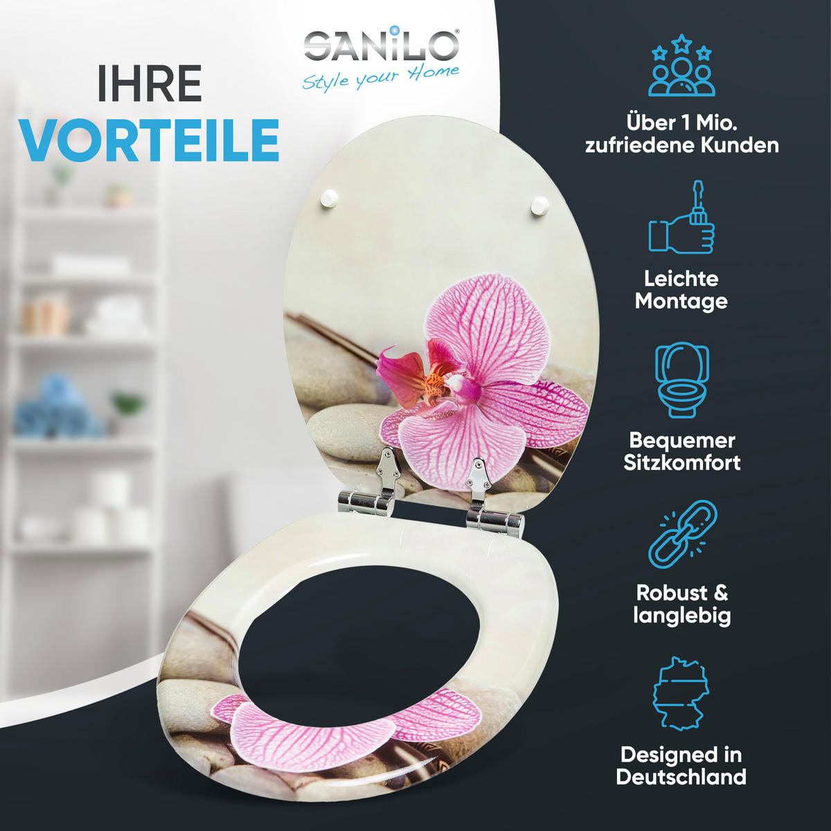 WC-SITZ mit Absenkautomatik Wellness - Violett, Holzwerkstoff (38/6/47cm) - Sanilo