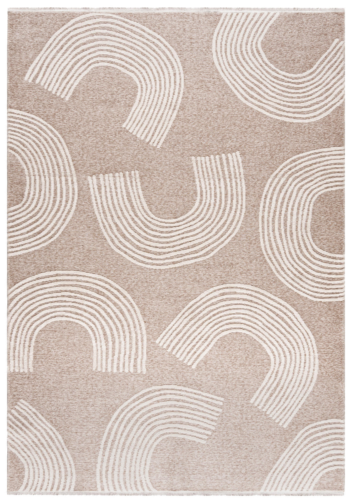TEPPICH Zweiseitiger Beige Modern Abstrakt, Regenbogen - Kurzflor Rechteckig Weich - Weiß Ecru Creme - 200 x 300 cm - Ecru/Creme, Textil (200/300cm) - Mazovia