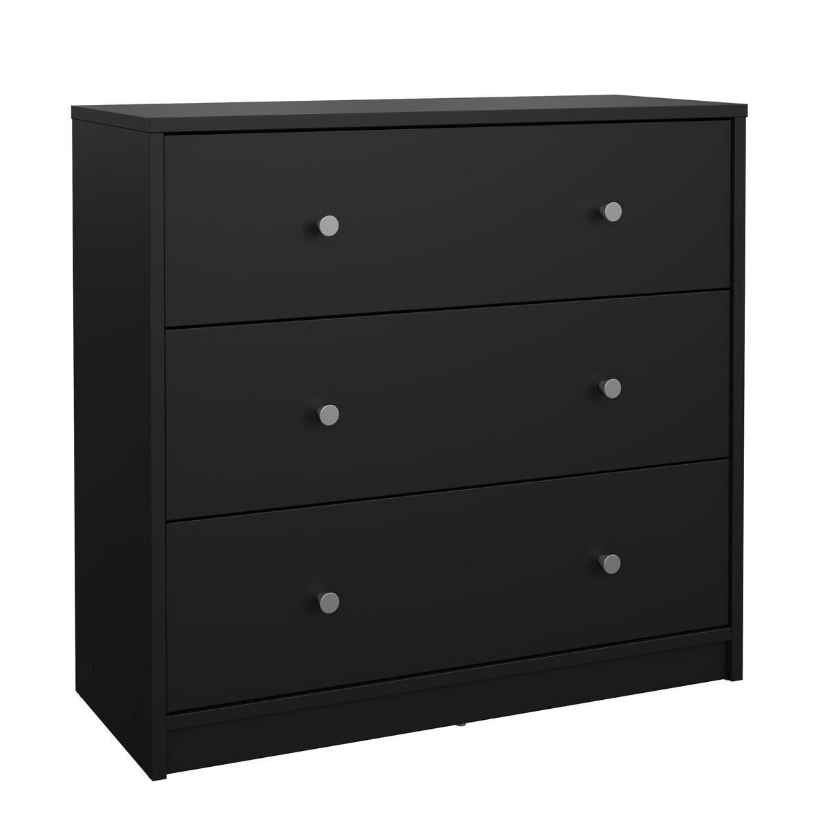 51. KOMMODE mit 3 Schubladen lise 72,4/30,1/68,3 cm - Schwarz, Holzwerkstoff (30.1/68.3/85.2cm) - Calicosy
