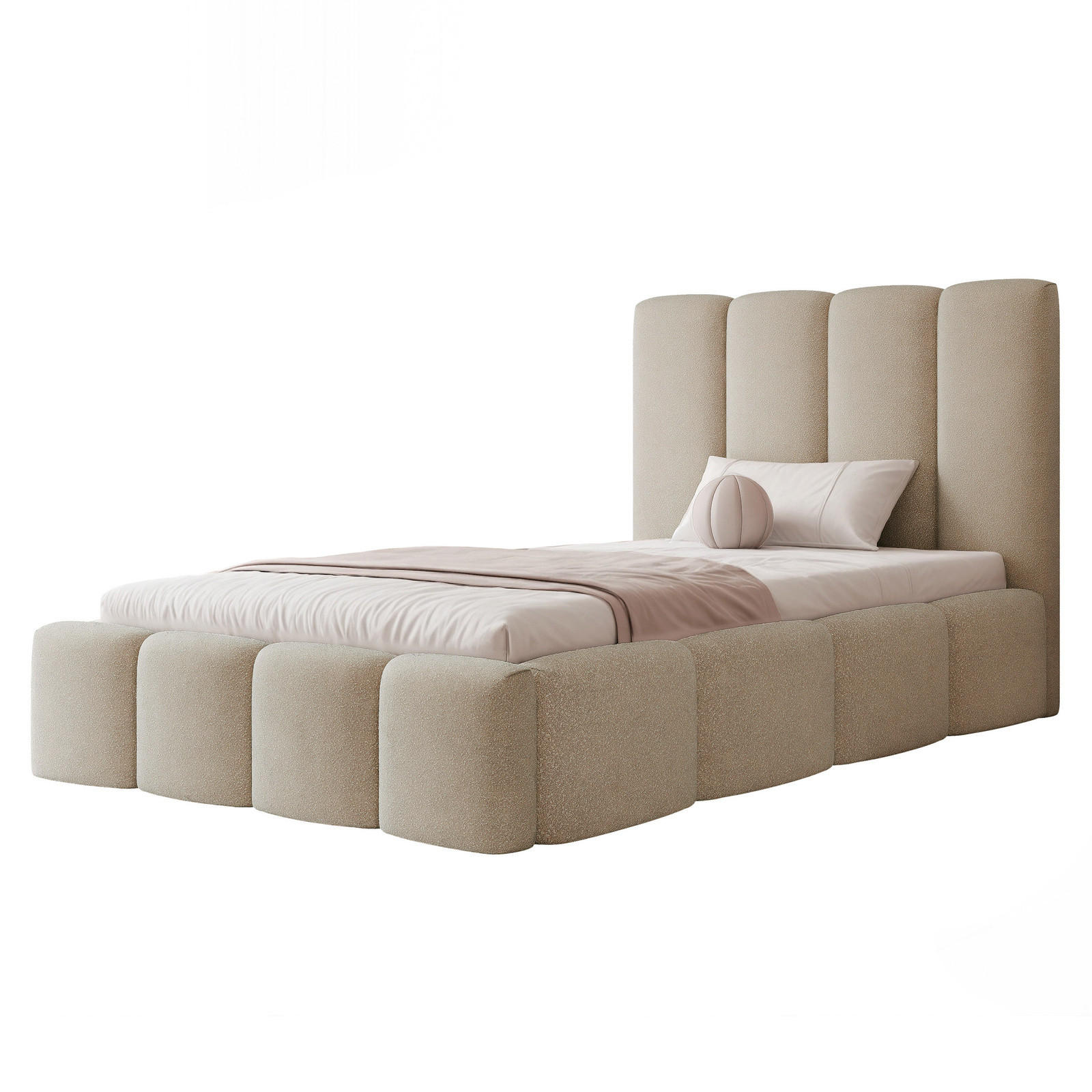 POLSTERBETT LANDARE 120x200 cm Beige Samt (Stoff Melody) - mit Bettkasten und Lattenrost - Beige, Holzwerkstoff/Textil (120/200cm) - Ravio