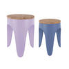 HOCKER Set Double 30/30/40.5 cm - Blau/Flieder, Metall (30/40.5/30cm) - Leitmotiv
