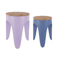 HOCKER Set Double 30/30/40.5 cm - Blau/Flieder, Metall (30/40.5/30cm) - Leitmotiv