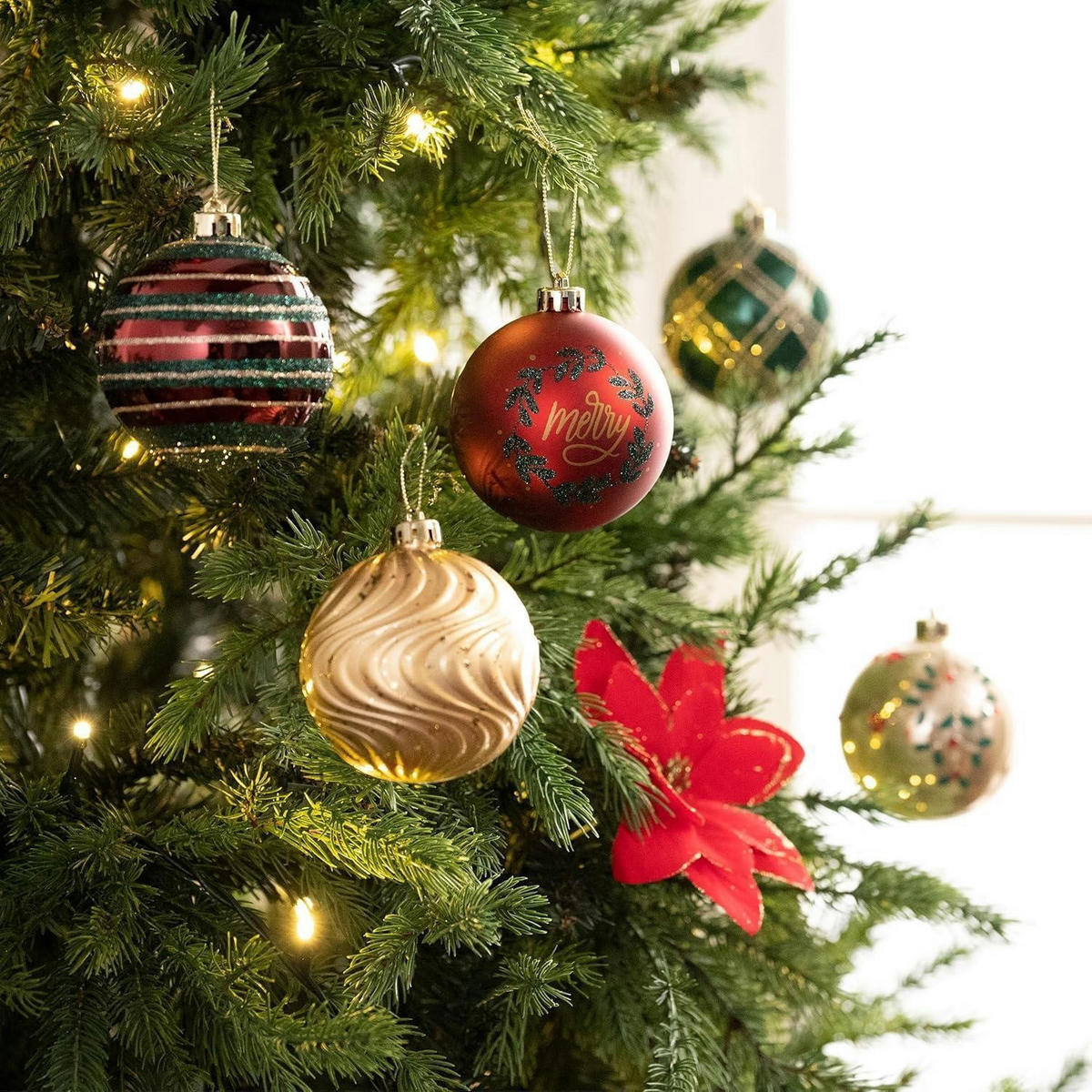 WEIHNACHTSKUGELN 12-teiliges Set 8 cm Rot Grün Gold - Multicolor, Kunststoff (8/8/8cm)