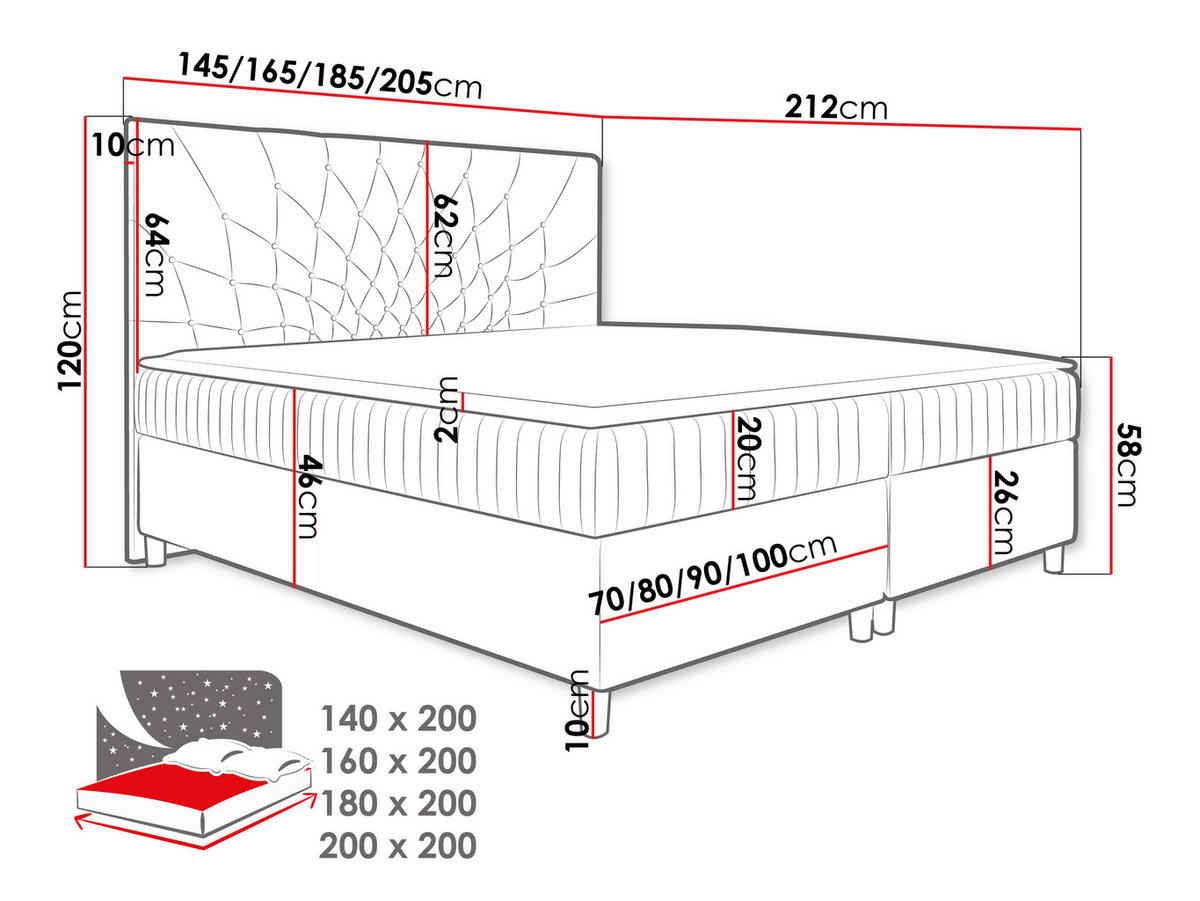 BOXBETT Prowansja - Grau, Holz (180/200cm) - MIRJAN24