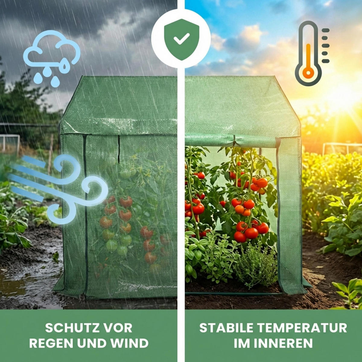 GEWÄCHSHAUS in Hausform, Grün, 200x140x200 cm - Grün, Metall (200/200/140cm) - Akord