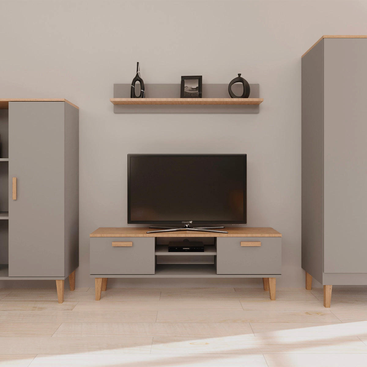 TV STOLÍK Denver Sivá - sivá, kompozitné drevo (120/47/35cm) - Petits-meubles