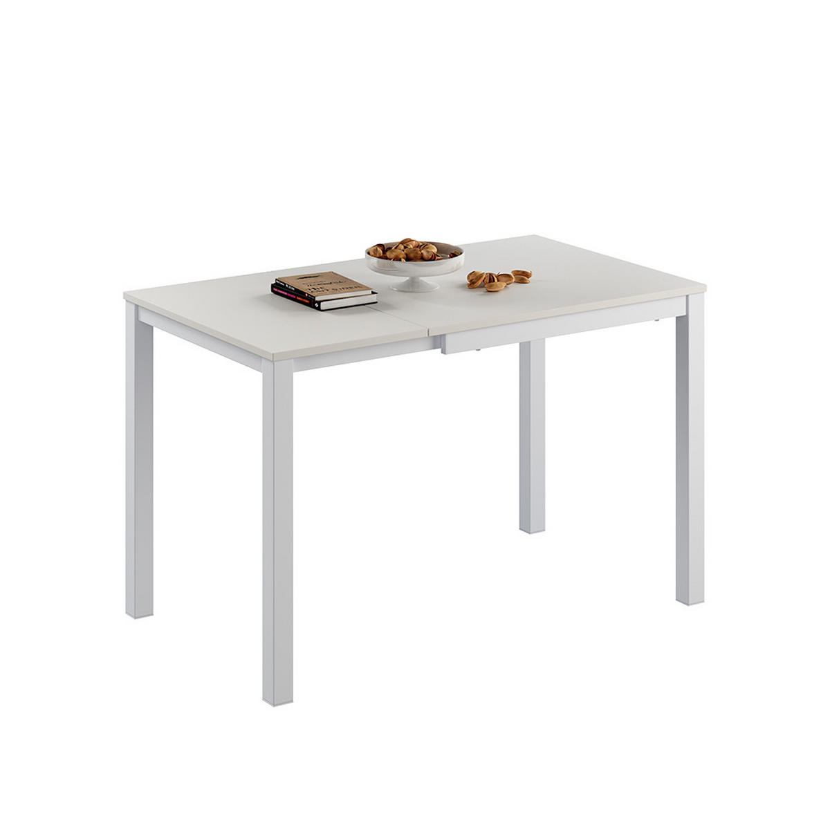 ESSTISCH Granny Weiß 120 x 70 cm ausziehbar - Weiß, Holzwerkstoff (70/120/76cm) - Vicco