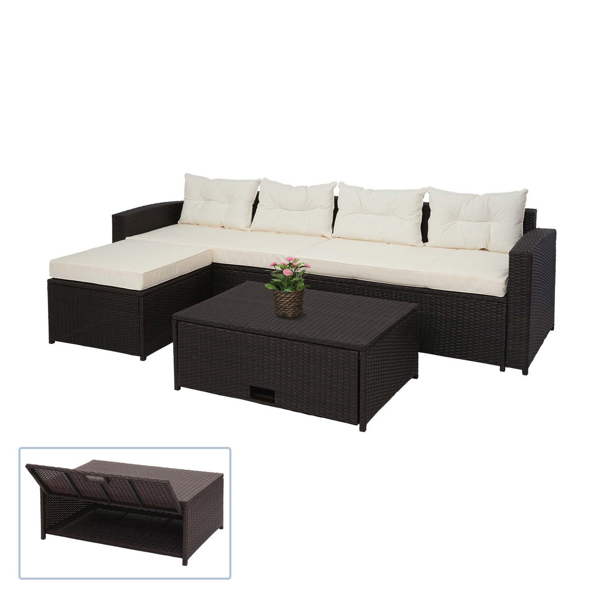 POLY-RATTAN GARNITUR Braun, Beige - Beige/Braun, Kunststoff - MCW