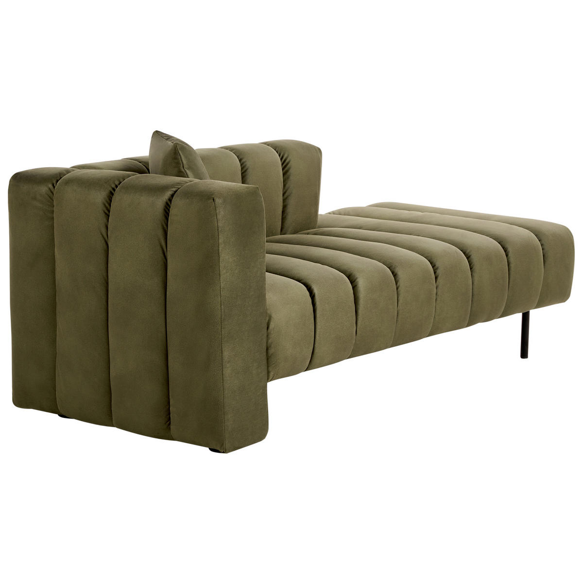 CHAISELONGUE Samtstoff olivgrün linksseitig Lannils - Schwarz/Grün, Textil (156/67/76cm) - Beliani