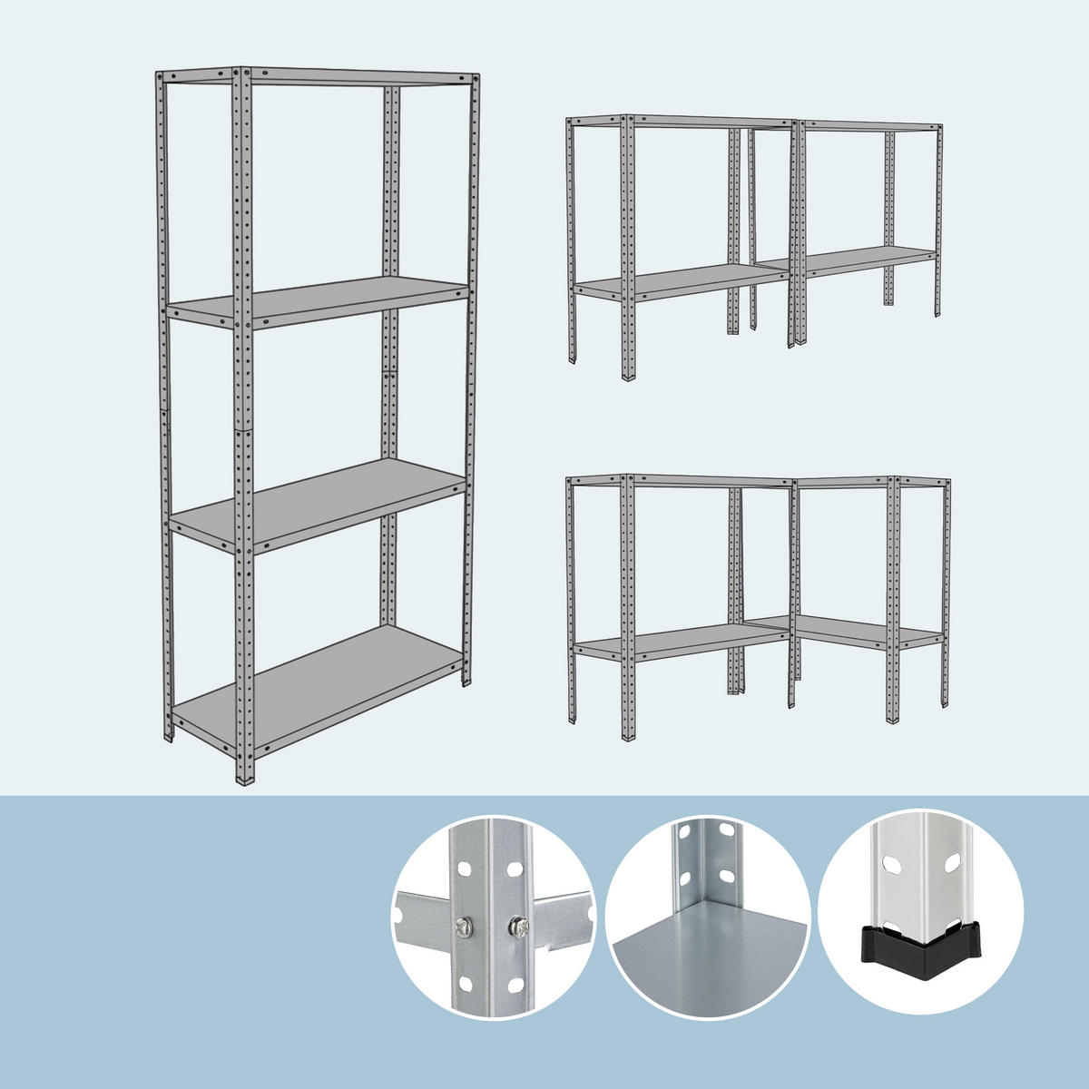 LAGERREGAL - Silberfarben, Kunststoff/Metall (75/145/30cm) - Relaxdays