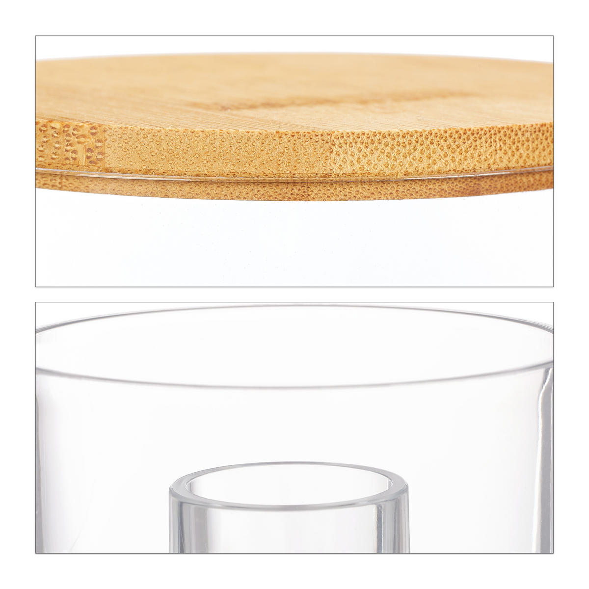 3XWATTEPADHALTER - Transparent, Holz/Kunststoff (10/9.5/10cm) - Relaxdays