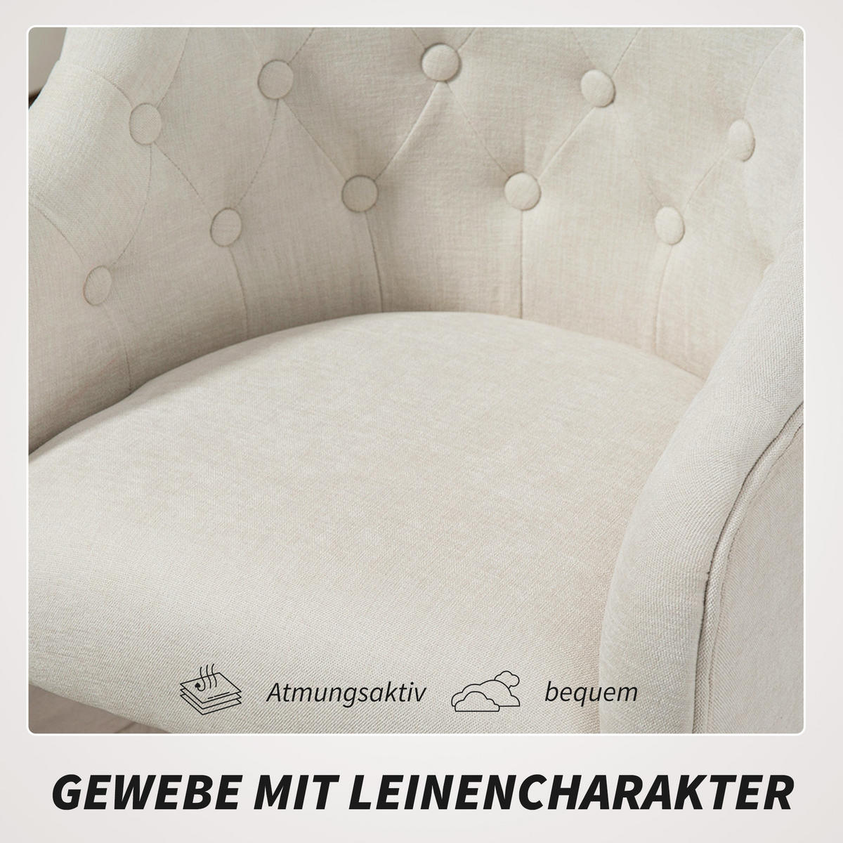 HOMEOFFICE Stuhl, Höhenverstellbarer Schreibtischstuhl Drehbar, Beige - Beige, Kunststoff (52/81/54cm) - HOMCOM